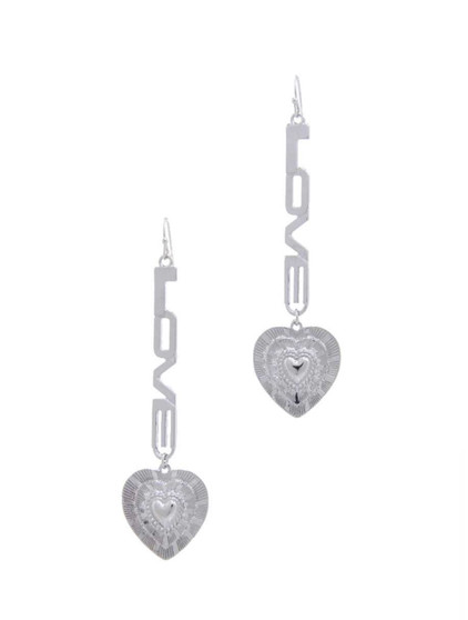 Love  Your Heart  Drop Earrings-Silver