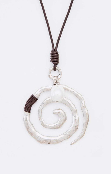 Rena  Leather Cord Pendant Necklace
