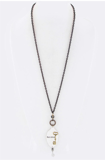 Rena -Believe - Leather Cord Pendant Necklace