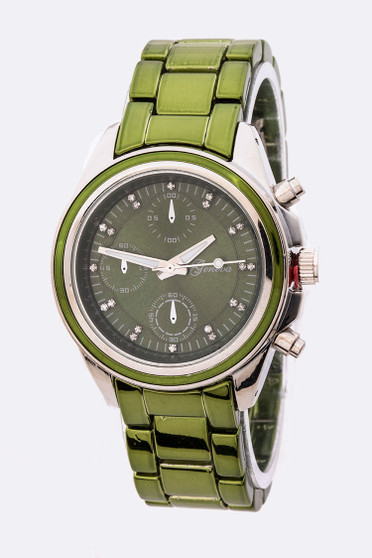Shelby Stainless Steel Bracelet Watch 36mm- Olive Green Tone