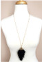 Feathered Long Necklace-Black/Gold