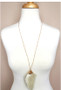  Feathered Long Necklace-Cream/Gold