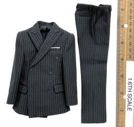 English Gentleman Tony Striped Suit Sets - Suit (Black Striped)
