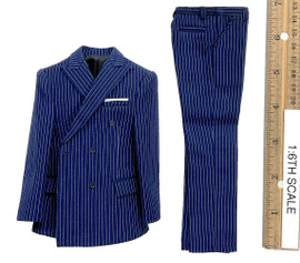 English Gentleman Tony Striped Suit Sets - Suit (Blue Striped)