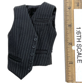 English Gentleman Tony Striped Suit Sets - Vest (Black Striped)
