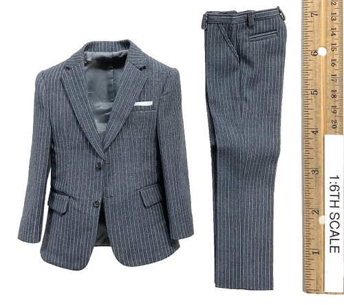 English Gentleman Tony Striped Suit Sets - Suit (Gray Striped)