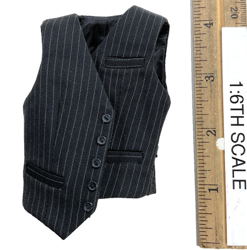 English Gentleman Tony Striped Suit Sets - Vest (Black Striped)