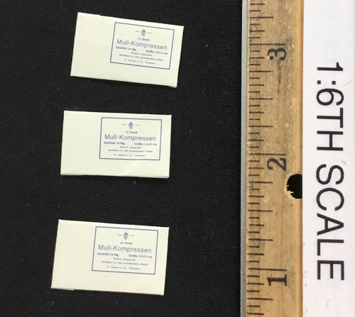 WWII German WH Medic Officer Candidate "Groger" - Compressed Gauze Packs (3)