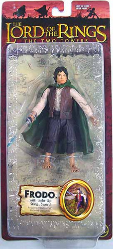 LOTR: The Two Towers Trilogy - Frodo w/ Light Up Sting Sword - Action Figure