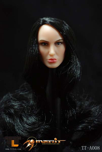 TTL - Female Head w/ Long Black Curly Hair
