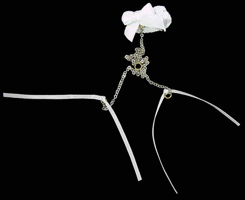 Flirty Girl: Lingerie - White Collar w/ Chain & Ribbons
