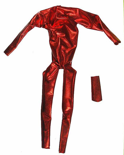 PH Customs - Shiny Red Spandex Body Suit w/ Collar (Velcro Back)
