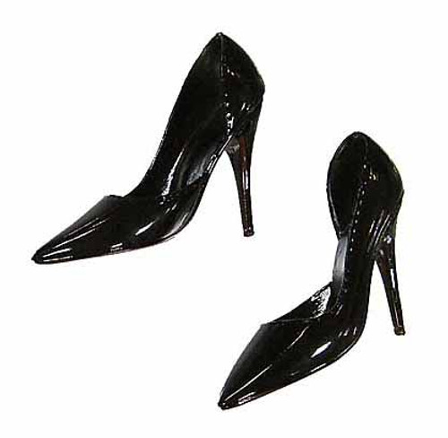 V Neck Sheath Dresses - Black High Heel Shoes