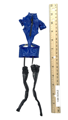 Policewoman Uniform Sets - Leather Dress w/ Stockings (Blue)