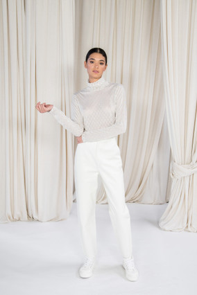 White: Scanlan Leather High Waist Trouser