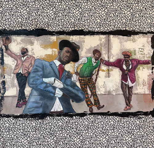 Les Sapeurs of Congo - Mixed media /Oil 20 in. x 20 in.