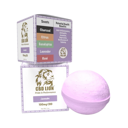 100mg Isolate CBD lavender bath bomb, CBD LION 100mg Isolate CBD lavender bath bomb, CBD LION
