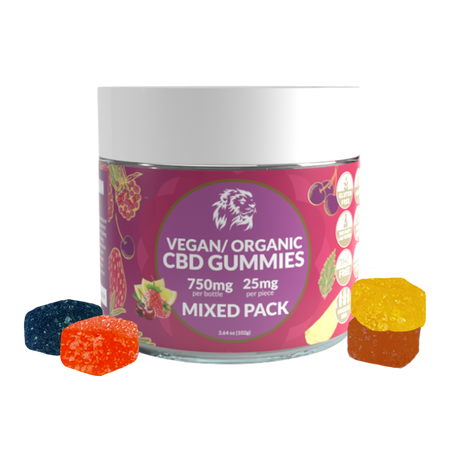 750mg Variety Pack CBD Gummies. Flavors: Cherry, Lemon, Blue Raspberry, Strawberry