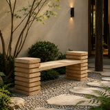 Stacked Bench in GFRC on a pathway with a home in background