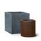 Modern square and round fiberstone planters.