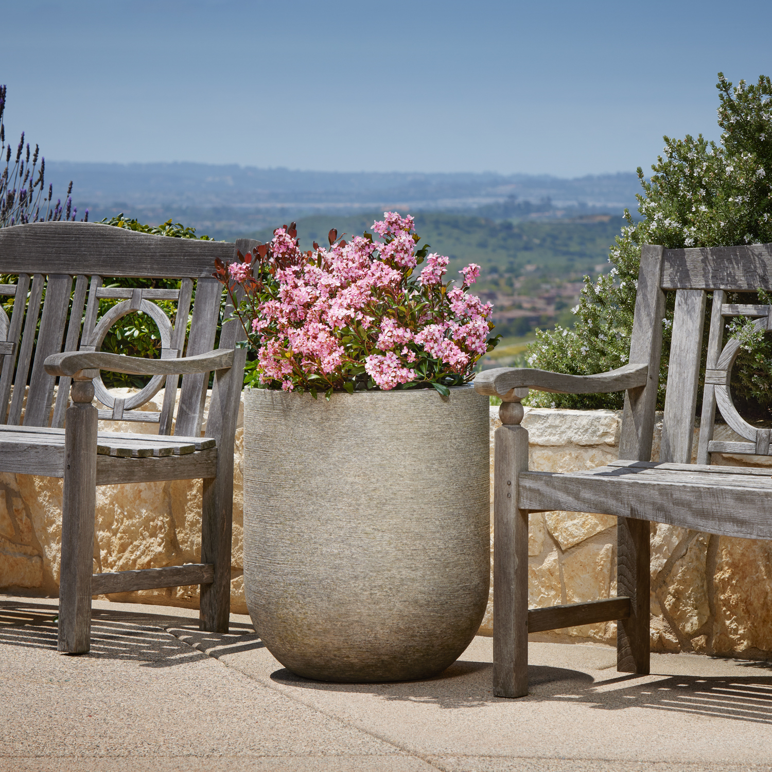 Barro Round Modern Planters for Outdoors | Stone Yard