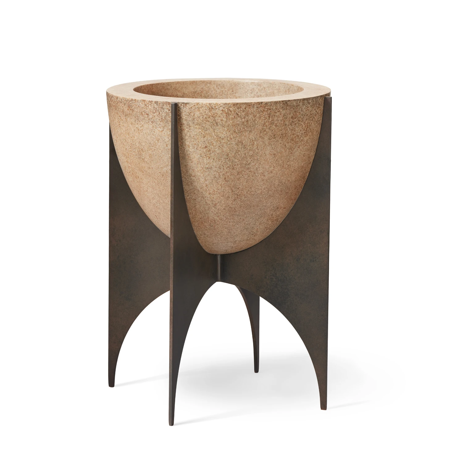 Saturno Planter with Blackened Steel Base and 13 Hand Applied Finishes