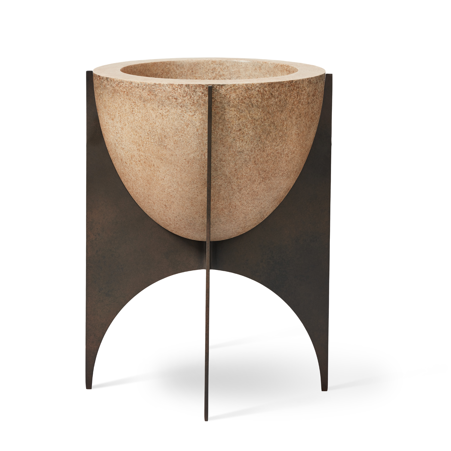 Saturno Planter with Blackened Steel Base and 13 Hand Applied Finishes