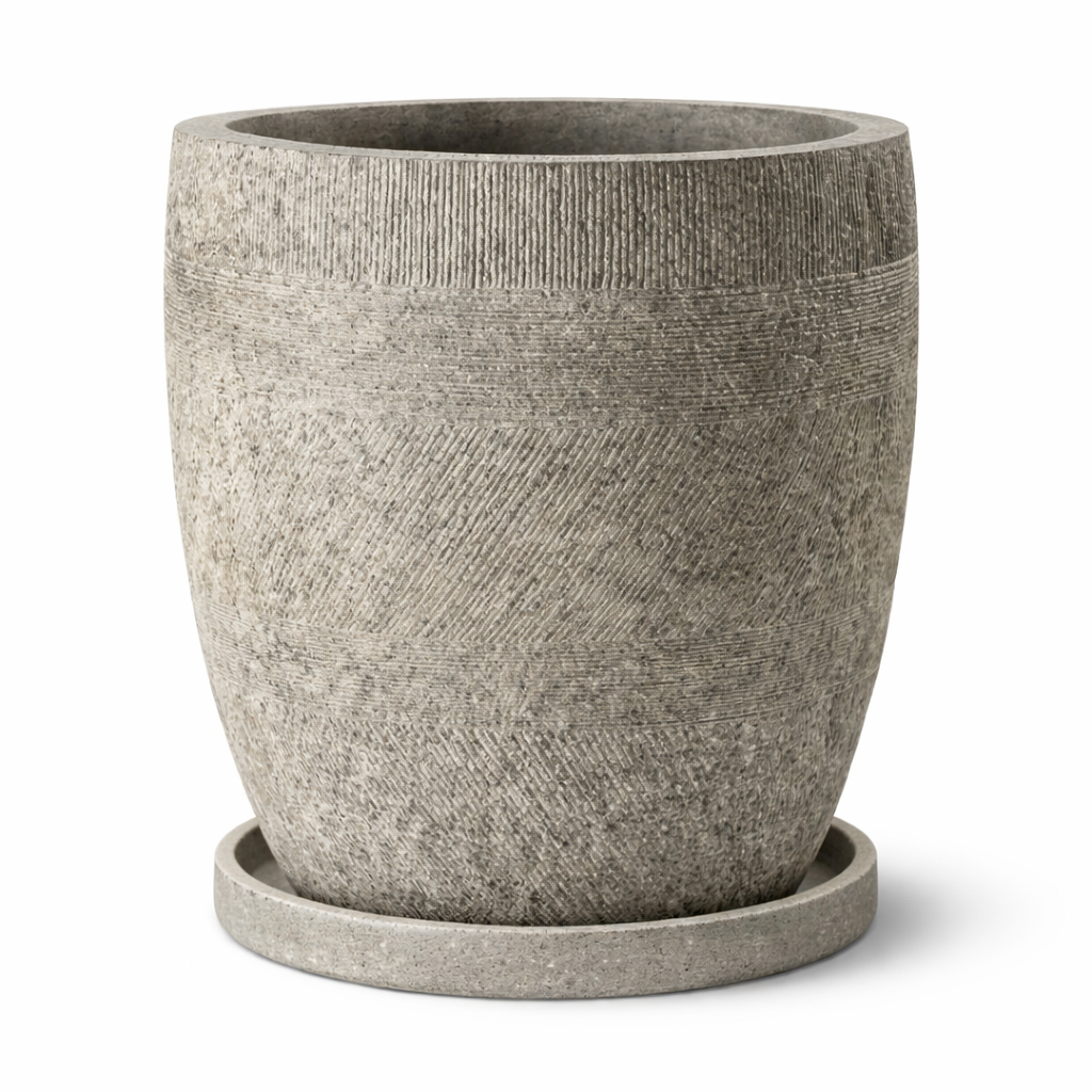 Quick Ship Zaragoza Fiberstone Round Planter with Optional Smooth