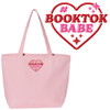 #BookTokBabe EMBROIDERED Red & Pink Sparkle Heart - 25L Zippered Tote - Light Pink