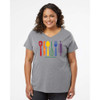 Your Barefoot Neighbor RAINBOW TOOLKIT - Premium Women's Curvy V-Neck Tee - Granite Heather