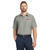 Ozark Aeroworks EMBROIDERED RED & WHITE AN EAGLE PARTNER - Red Kap® Short Sleeve Industrial Work Shirt - Light Grey