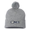 Old Missouri Bank OMB LOGO Embroidered Cuffed Pom Pom Beanie - Light Heather Grey