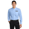 Old Missouri Bank OMB LOGO Embroidered Men's Easy Care Long Sleeve Dress Shirt - Light Blue