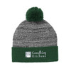 EVERYTHING KITCHENS - GREY/WHITE EMBROIDERED LOGO - Heather Pom Pom Beanie - Forest Green