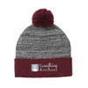 EVERYTHING KITCHENS - GREY/WHITE EMBROIDERED LOGO - Heather Pom Pom Beanie - Maroon