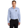 GCSO CHROME BADGE - Pincheck Pattern Easy Care Shirt - Blue Horizon/White