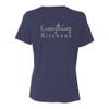 EVERYTHING KITCHENS - GREY - FLC PAN, BACK TEXT, SLEEVE EK - Super Soft LADIES RELAXED FIT Cotton Jersey Tee - Navy