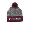Wilkinson Dental Heather Pom Beanie - Maroon/Grey Heather