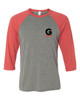 Gutterglove® FLC BLACK & RED G - Unisex Baseball Tee - Grey/Red Triblend