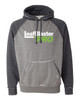 Gutterglove® FULL FRONT WHITE LEAFBLASTER - Vintage Unisex Hoodie - Smoke Heather / Charcoal Heather