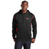 Ozark Aeroworks EMBROIDERED RED & WHITE AN EAGLE PARTNER - Tech Fleece Colorblock Hooded Sweatshirt - Black/True Red