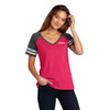 Regional Eye Center EMBROIDERED Women's Game V-Neck Tee - Heather Watermelon/Heather Charcoal