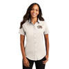 Brentsville Embroidered TIGER-BD Ladies Short Sleeve Easy Care Shirt - Light Stone/Classic Navy