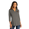 Brentsville Embroidered TIGER-BD Ladies Luxe Knit Tunic - Sterling Grey