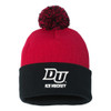 Drury Hockey Embroidered DU ICE HOCKEY Cuffed Pom Pom Beanie - Red / Black