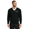 EMBROIDERED Care to Learn Republic Unisex V-Neck Sweater - Deep Black