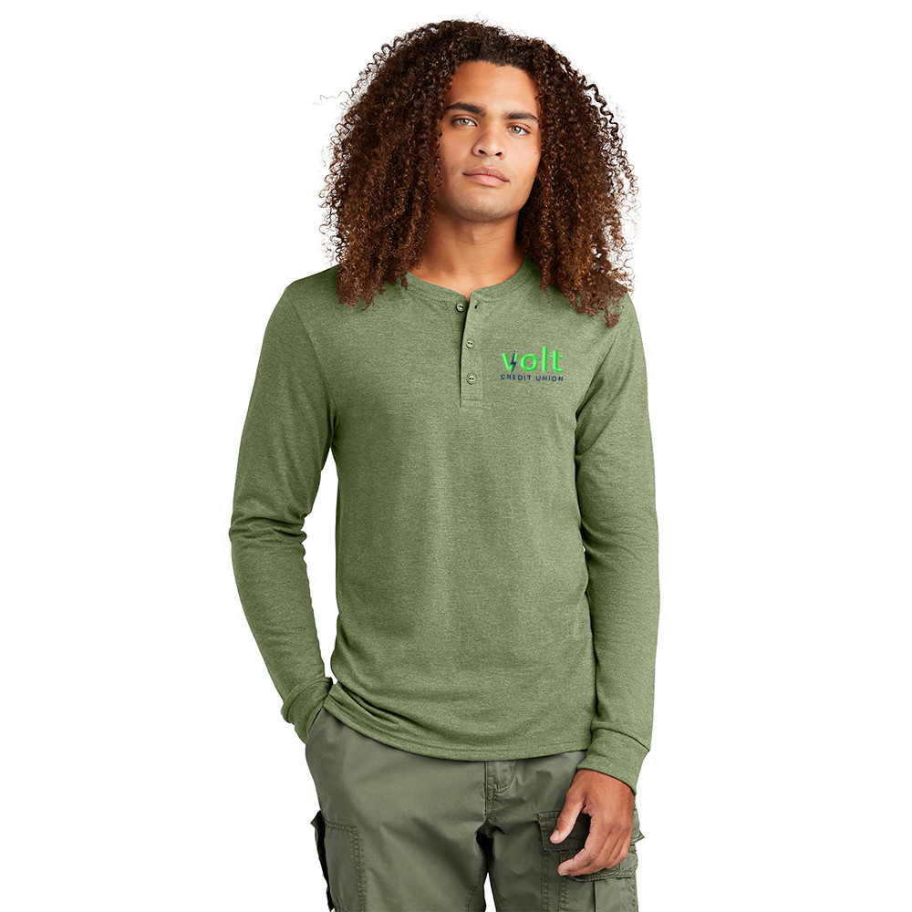 Volt Embroidered Unisex Long Sleeve Henley Military Frost Green