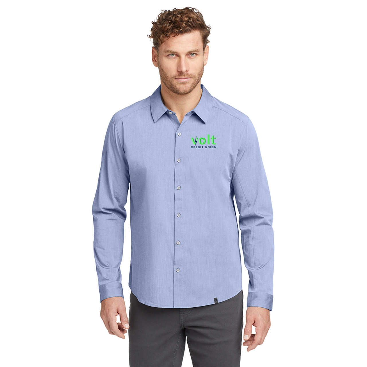 Volt Long Sleeve OGIO® Commuter Woven Shirt - Metal Blue Heather