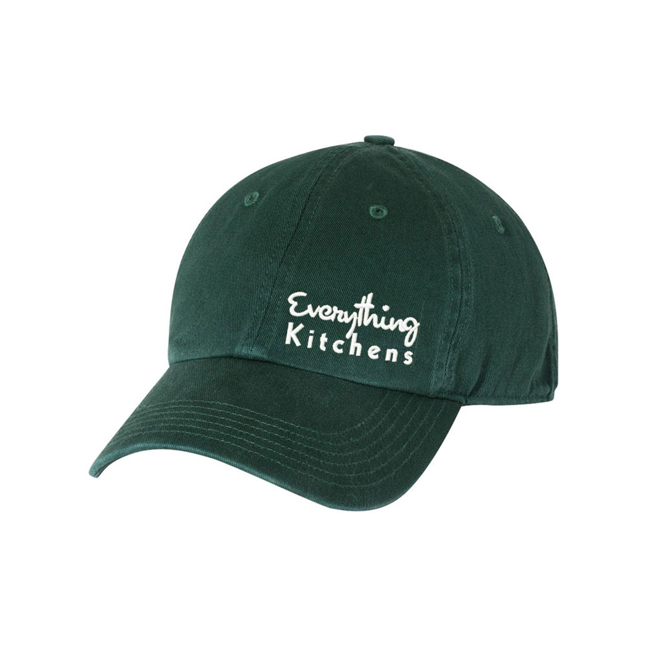 EVERYTHING KITCHENS - WHITE TEXT EMBROIDERY - Richardson Washed Chino Cap -  Dark Green