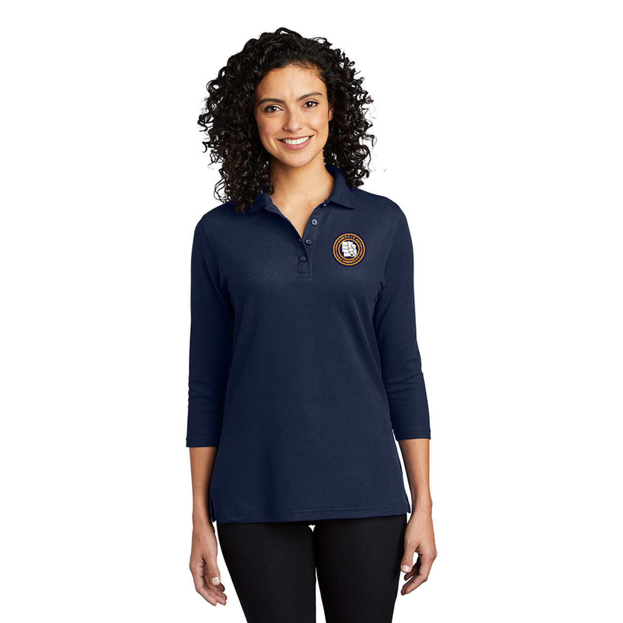 MOCIC Ladies Smooth Blend 3/4 Sleeve Polo - Navy